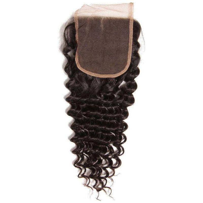 Dream Hair Natural Brazilian Hand Made Closure 4x4 Deep Wave 20" 100g Color: Natural - gtwtoporld.com
