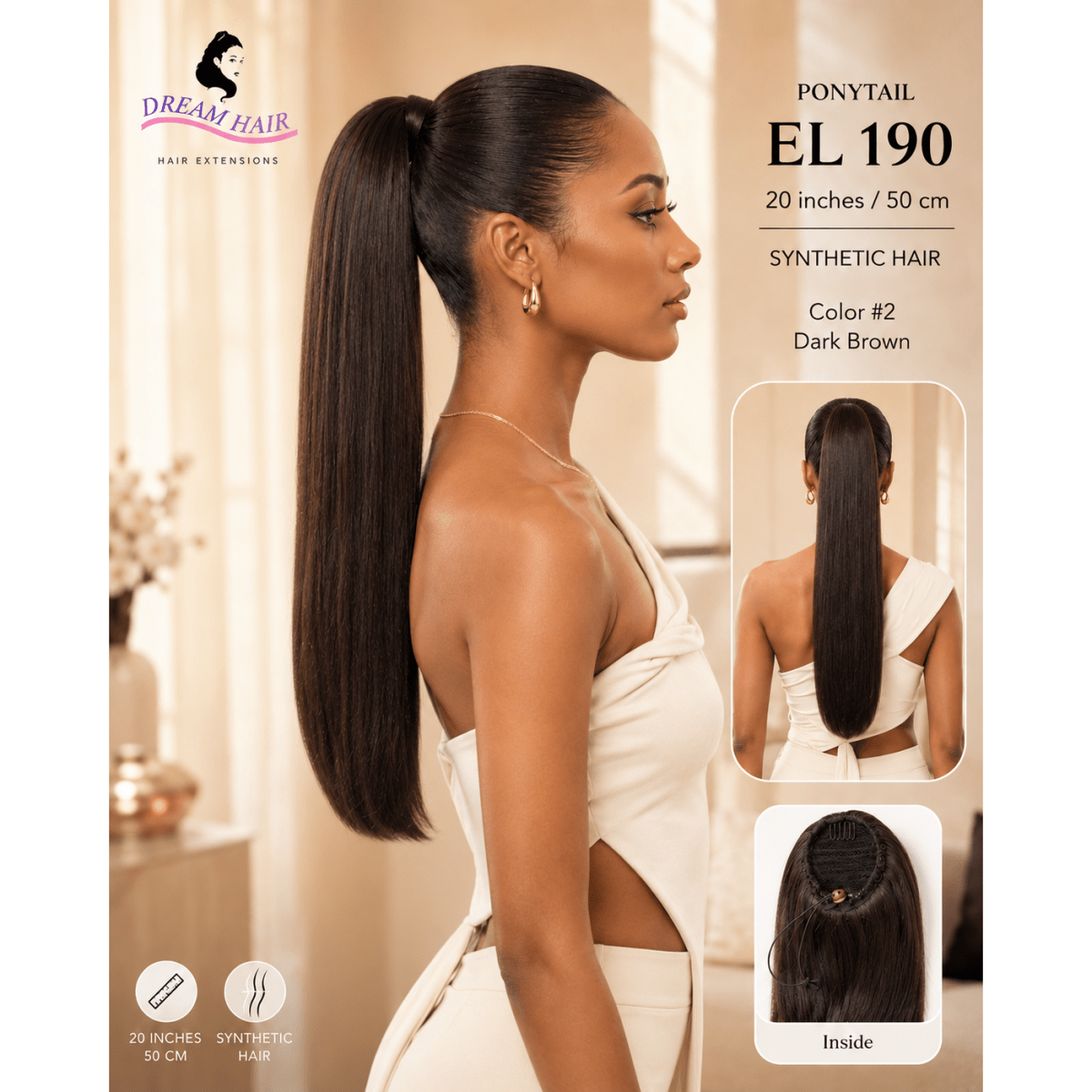 Dream Hair ponytail EL 190 20"/50cm Synthetic Hair - gtwtoporld.com
