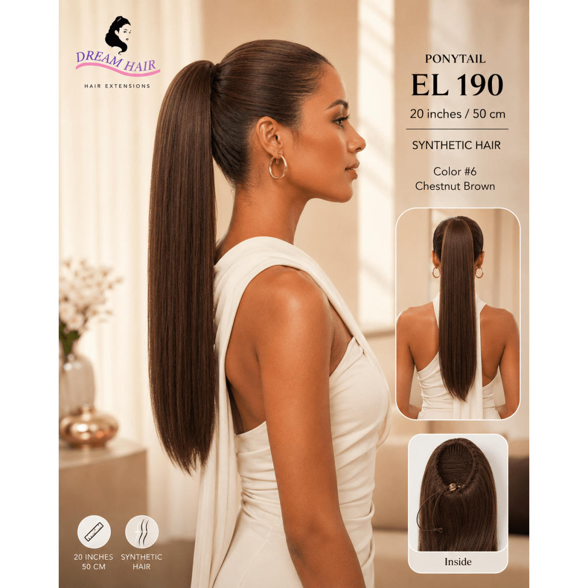 Dream Hair ponytail EL 190 20"/50cm Synthetic Hair - gtwtoporld.com