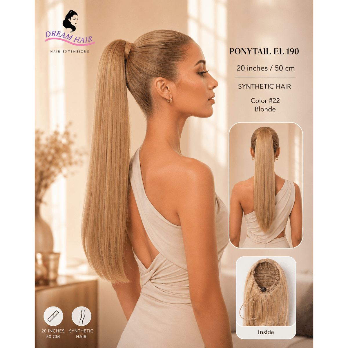 Dream Hair ponytail EL 190 20"/50cm Synthetic Hair - gtwtoporld.com