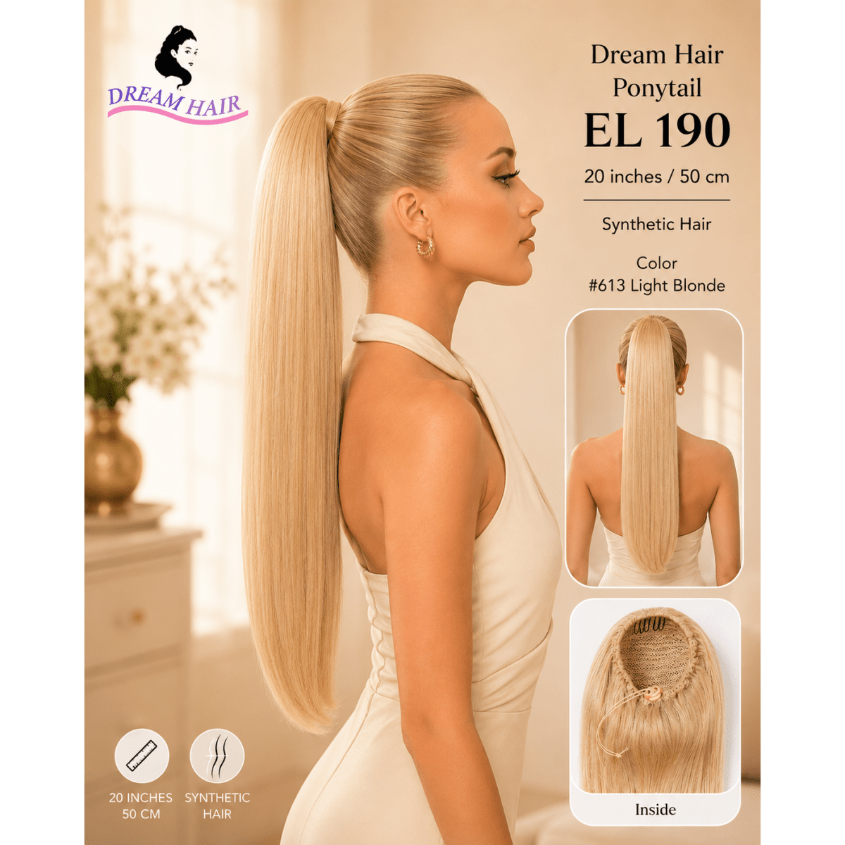 Dream Hair ponytail EL 190 20"/50cm Synthetic Hair - gtwtoporld.com