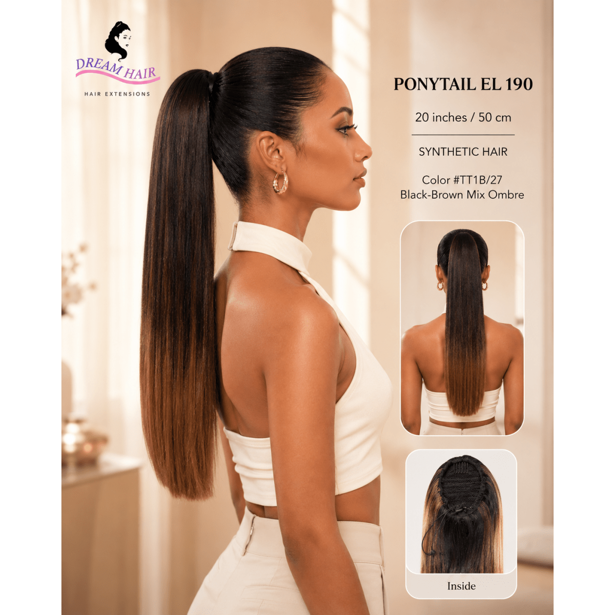 Dream Hair ponytail EL 190 20"/50cm Synthetic Hair - gtwtoporld.com