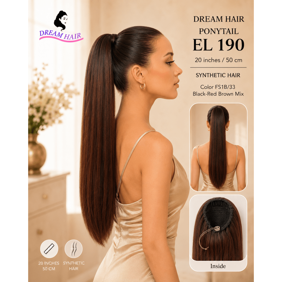 Dream Hair ponytail EL 190 20"/50cm Synthetic Hair - gtwtoporld.com