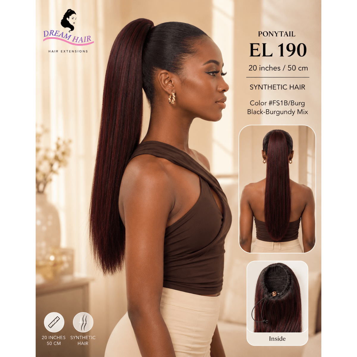 Dream Hair ponytail EL 190 20"/50cm Synthetic Hair - gtwtoporld.com