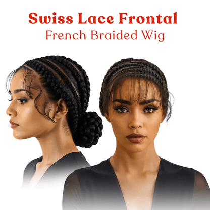 Dream Hair Swiss Lace Frontal French Braided Wig: Natural Color (400g) - gtwtoporld.com