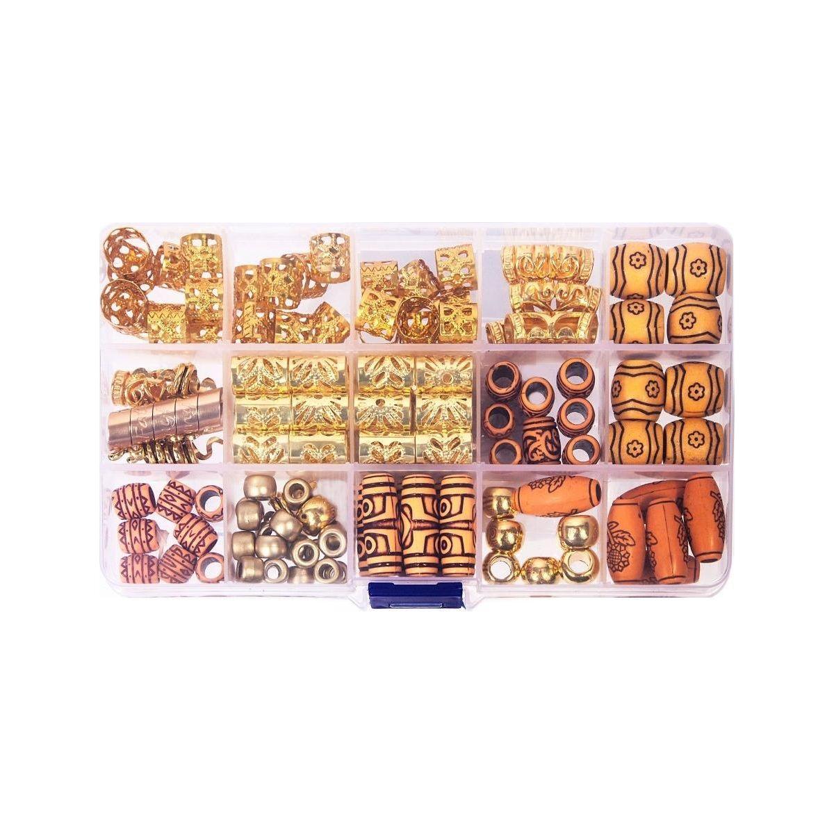 Dreamfix 124Pcs Hair Rings &amp; Beads 12 Style - gtwtoporld.com