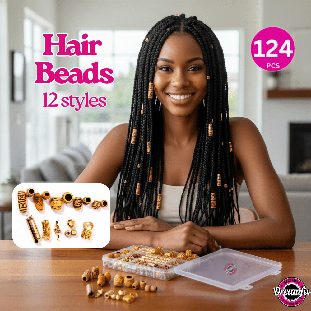 Dreamfix 124Pcs Hair Rings &amp; Beads 12 Style - gtwtoporld.com