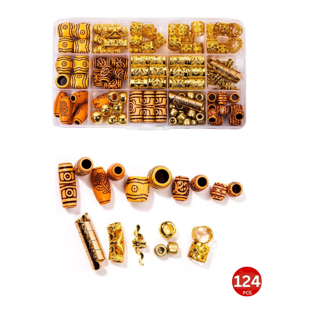 Dreamfix 124Pcs Hair Rings &amp; Beads 12 Style - gtwtoporld.com
