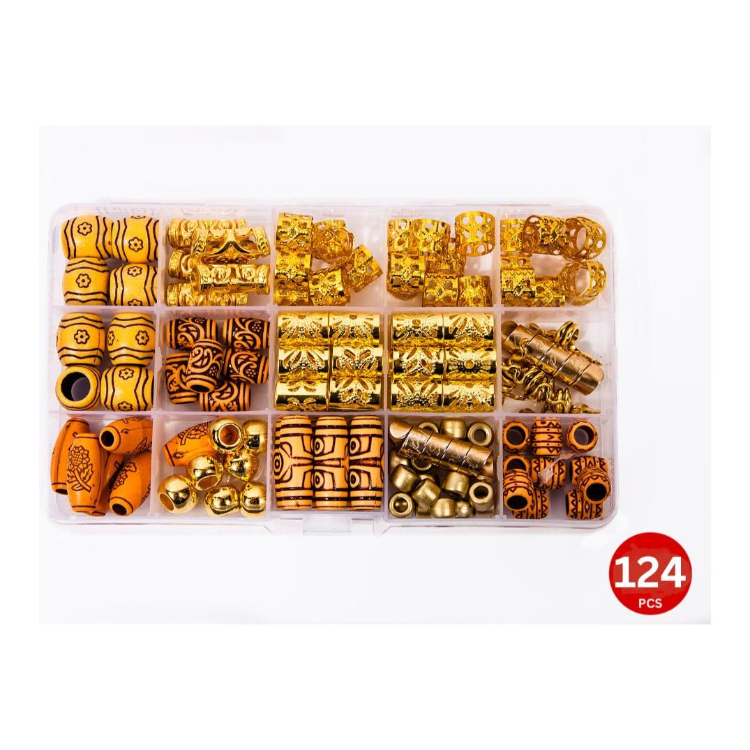 Dreamfix 124Pcs Hair Rings &amp; Beads 12 Style - gtwtoporld.com