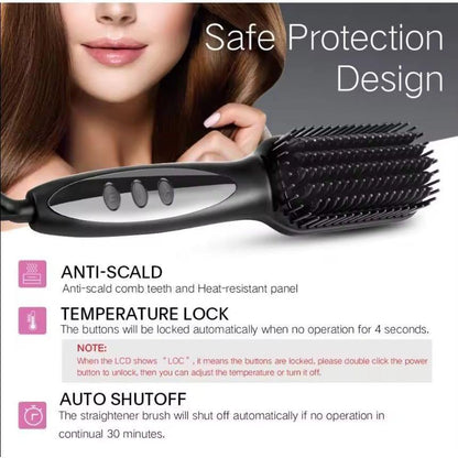 Dreamfix 2 In 1 Electric Ceramic Straightening Comb Rotating Brush 110 - 240V 50/60HZ 45 - 65W - gtwtoporld.com