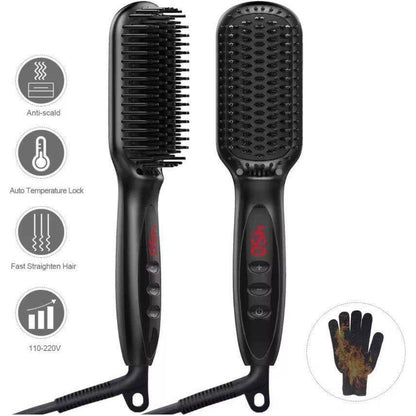 Dreamfix 2 In 1 Electric Ceramic Straightening Comb Rotating Brush 110 - 240V 50/60HZ 45 - 65W - gtwtoporld.com