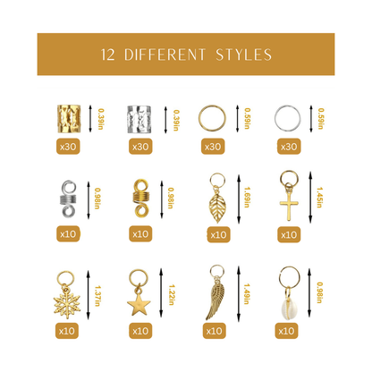 Dreamfix 200pcs Braiding Hair Rings 12 Style - gtwtoporld.com