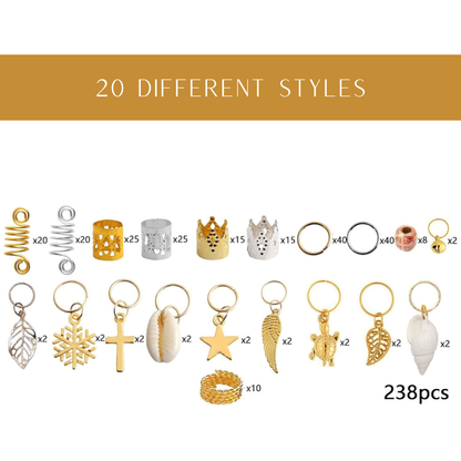 Dreamfix 238pcs Braiding Hair Rings 20 Styles - gtwtoporld.com