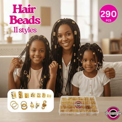 Dreamfix 290Pcs Hair Rings &amp; Bead Jewelry 11 Style Gold - gtwtoporld.com