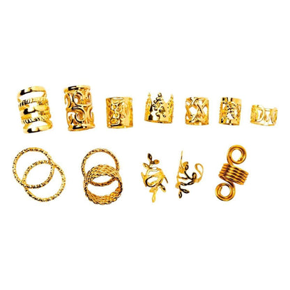 Dreamfix 290Pcs Hair Rings &amp; Bead Jewelry 11 Style Gold - gtwtoporld.com