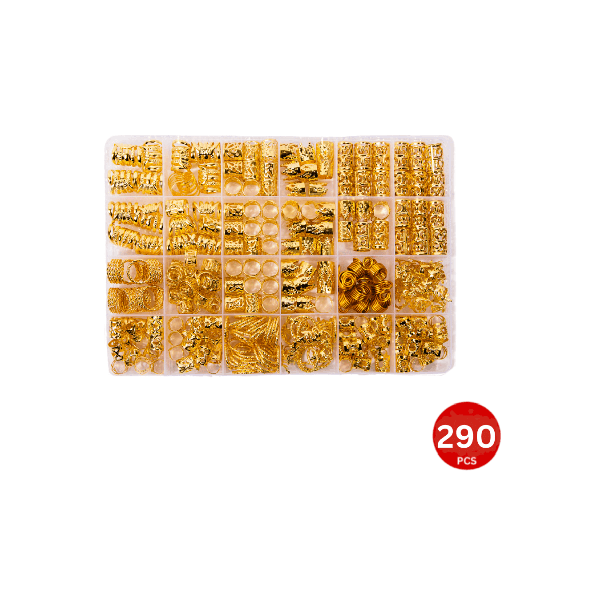 Dreamfix 290Pcs Hair Rings &amp; Bead Jewelry 11 Style Gold - gtwtoporld.com