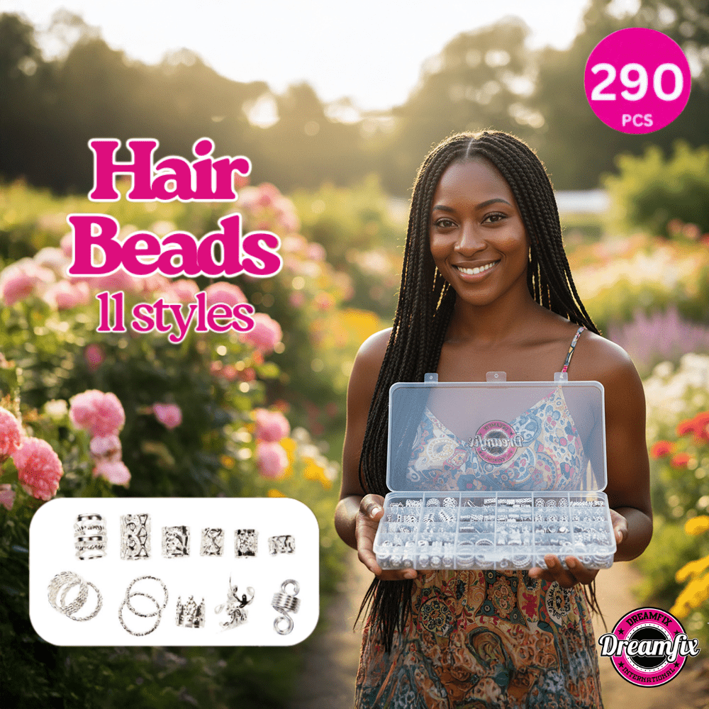 Dreamfix 290Pcs Hair Rings &amp; Bead Jewelry 11 Style Silver - gtwtoporld.com