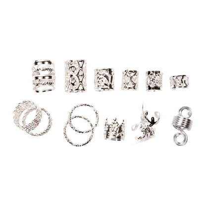 Dreamfix 290Pcs Hair Rings &amp; Bead Jewelry 11 Style Silver - gtwtoporld.com