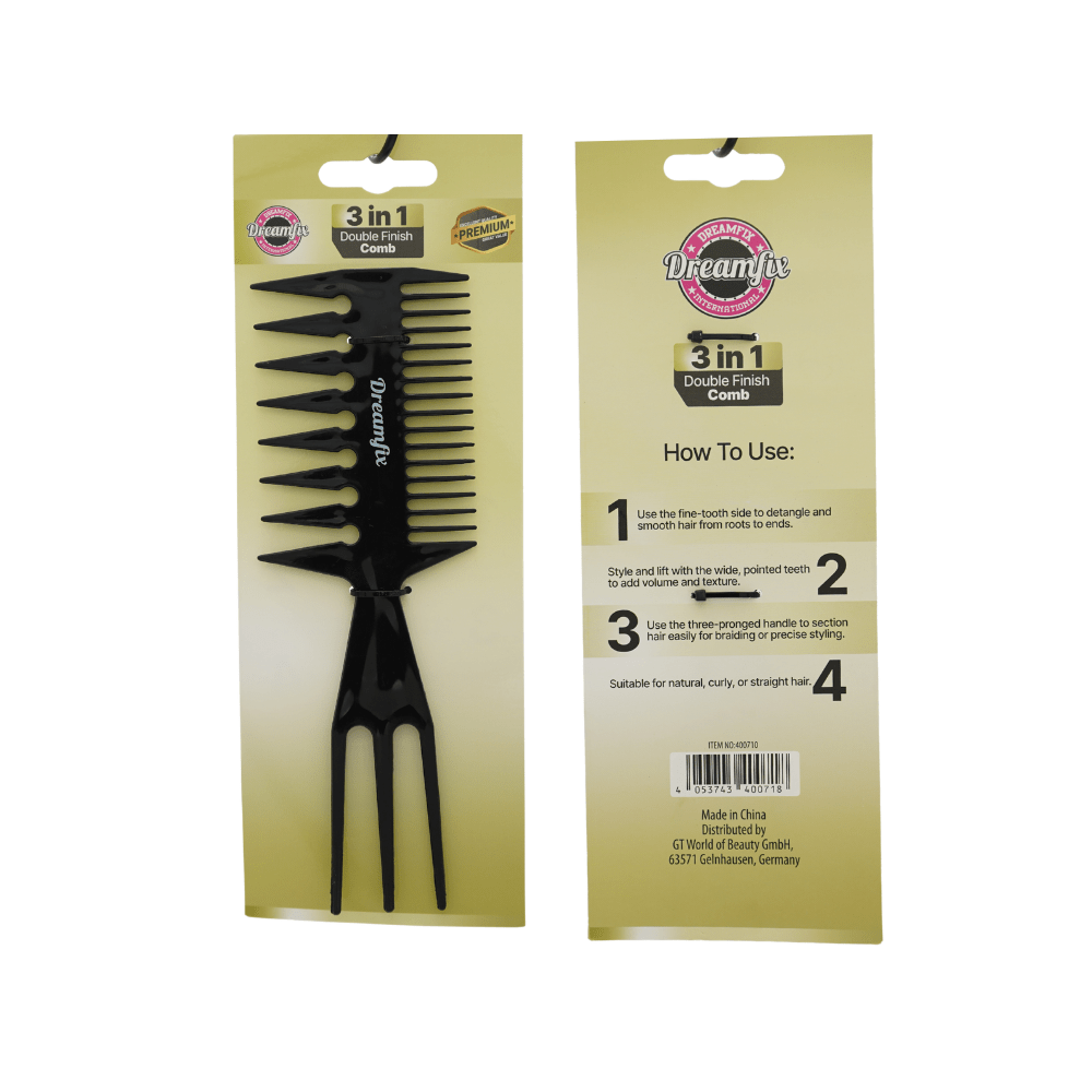 Dreamfix 3 in 1 Double Finish Comb - Black - gtwtoporld.com