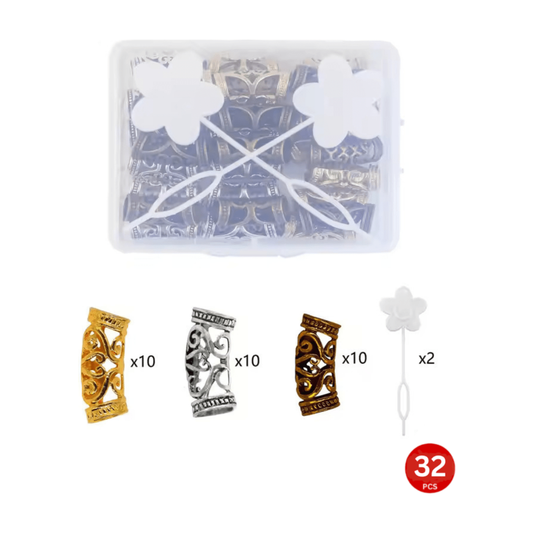 Dreamfix 32Pcs African Hair Beads 4 Styles - gtwtoporld.com