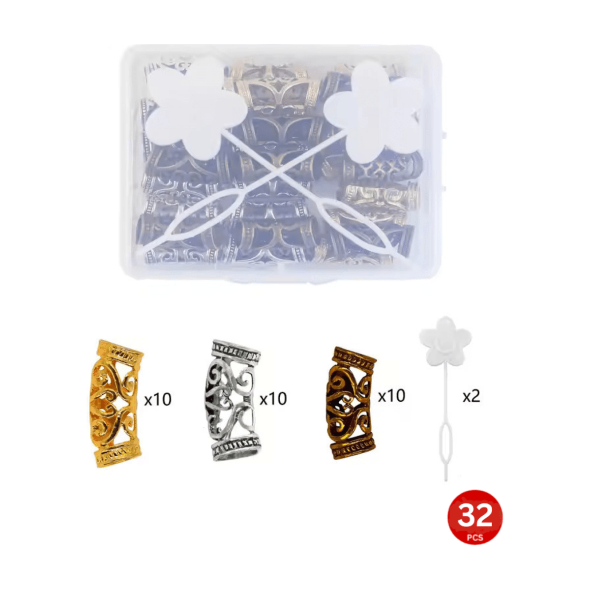 Dreamfix 32Pcs African Hair Beads 4 Styles - gtwtoporld.com