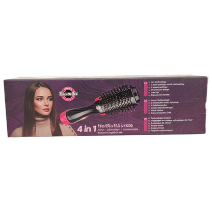 Dreamfix 4 - in - 1 Hot Air Brush - Electric Hair Dryer &amp; Styler (Black&amp;Pink) - gtwtoporld.com