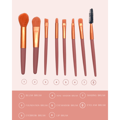 Dreamfix 8pcs Travel Makeup Brush Pink - gtwtoporld.com