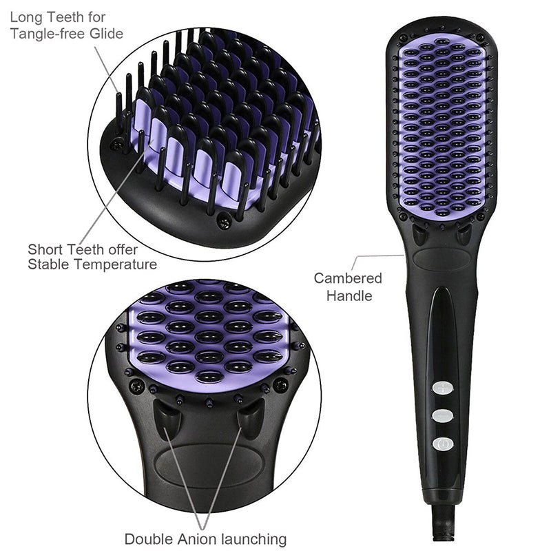 Dreamfix Adjustable Heated Straightening Ceramic Brush (Black) - gtwtoporld.com