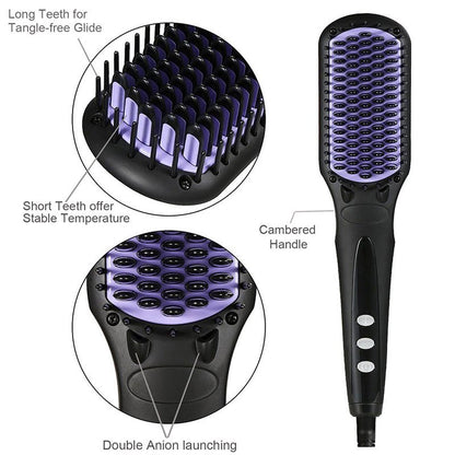 Dreamfix Adjustable Heated Straightening Ceramic Brush (Black) - gtwtoporld.com