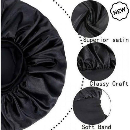 Dreamfix Black Satin Bonnet For Sleeping &amp; Showering - gtwtoporld.com