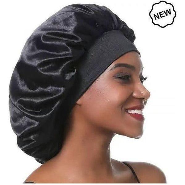 Dreamfix Black Satin Bonnet For Sleeping &amp; Showering - gtwtoporld.com