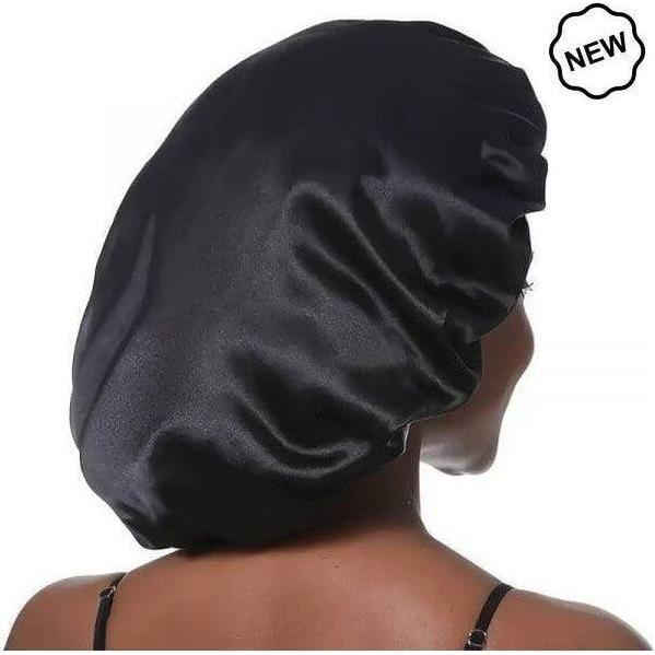 Dreamfix Black Satin Bonnet For Sleeping &amp; Showering - gtwtoporld.com