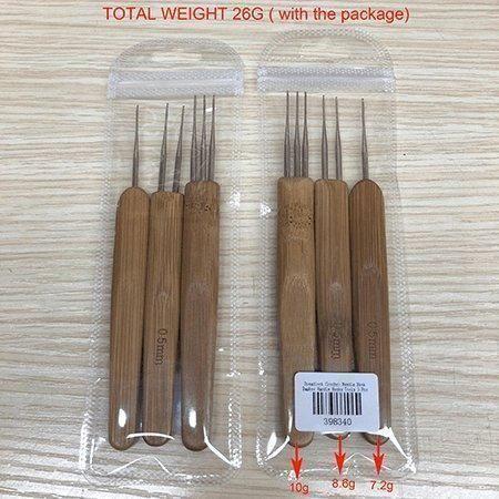 Dreamfix Dreadlock Crochet Needle Hook Bamboo Handle Hooks Tools Making 3 Pcs 0.5 mm - gtwtoporld.com