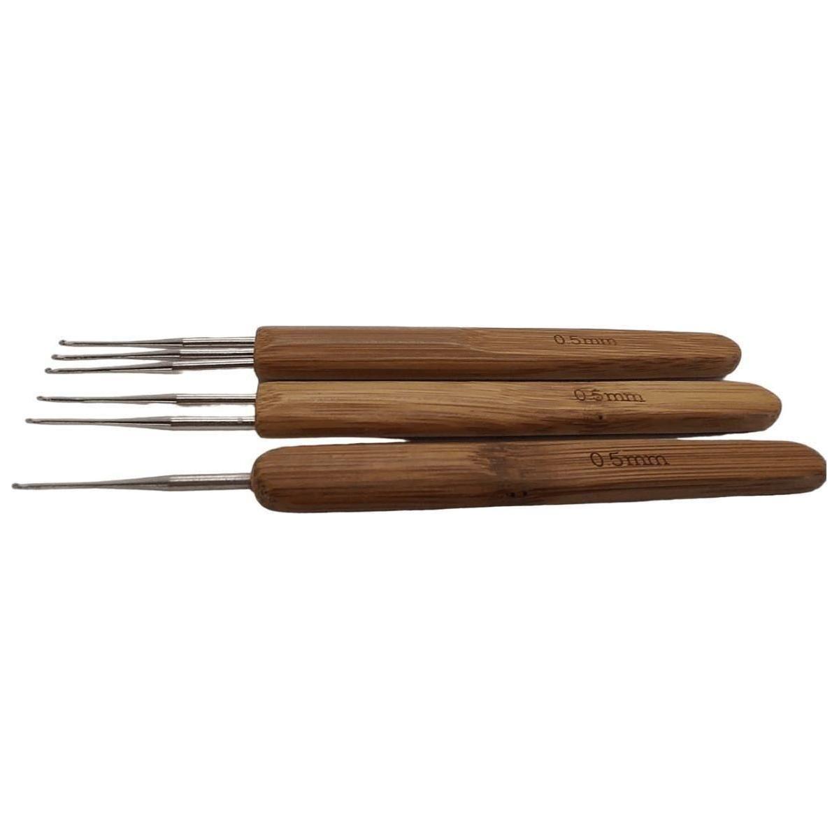 Dreamfix Dreadlock Crochet Needle Hook Bamboo Handle Hooks Tools Making 3 Pcs 0.5 mm - gtwtoporld.com