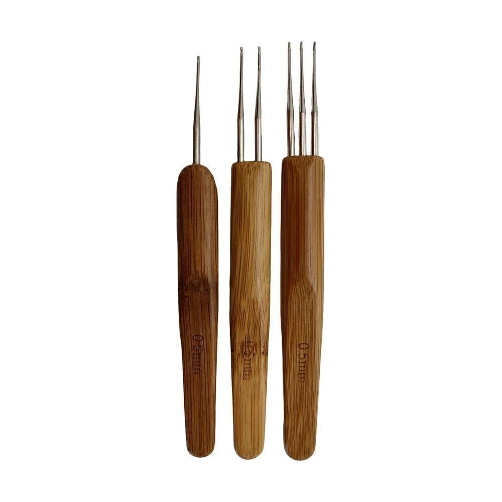Dreamfix Dreadlock Crochet Needle Hook Bamboo Handle Hooks Tools Making 3 Pcs 0.5 mm - gtwtoporld.com