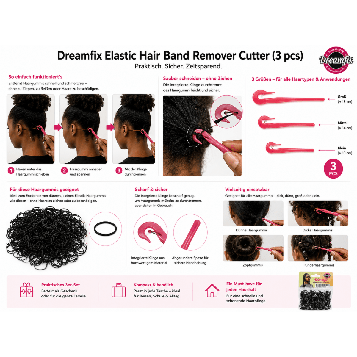 Dreamfix Elastic Hair band Remover Cutter (3 pcs) - gtwtoporld.com