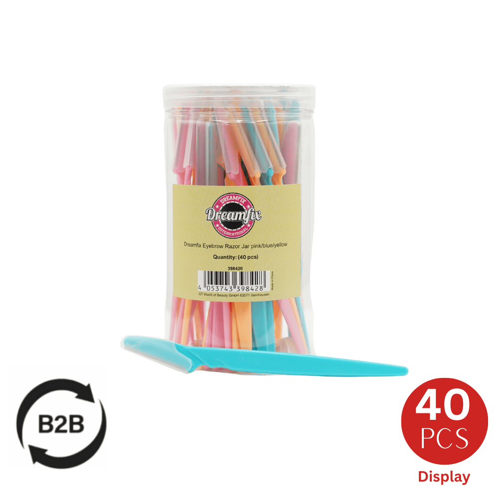 Dreamfix Eyebrow Razor Jar Pink/Blue/Yellow (40 pcs) - gtwtoporld.com
