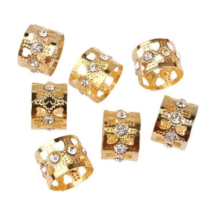 Dreamfix Gold Rhinestone Metal Hair Cuff Clip Beads 24pcs - gtwtoporld.com