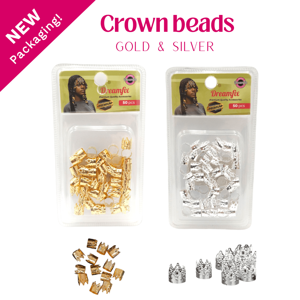 Dreamfix Gold &amp; Silver Crown Buckle Hair Beads Ring 24pcs - gtwtoporld.com