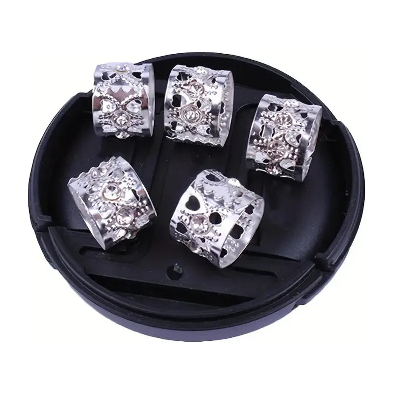 Dreamfix Gold &amp;Silver Rhinestone Dreadlock Beads 6 pcs - gtwtoporld.com
