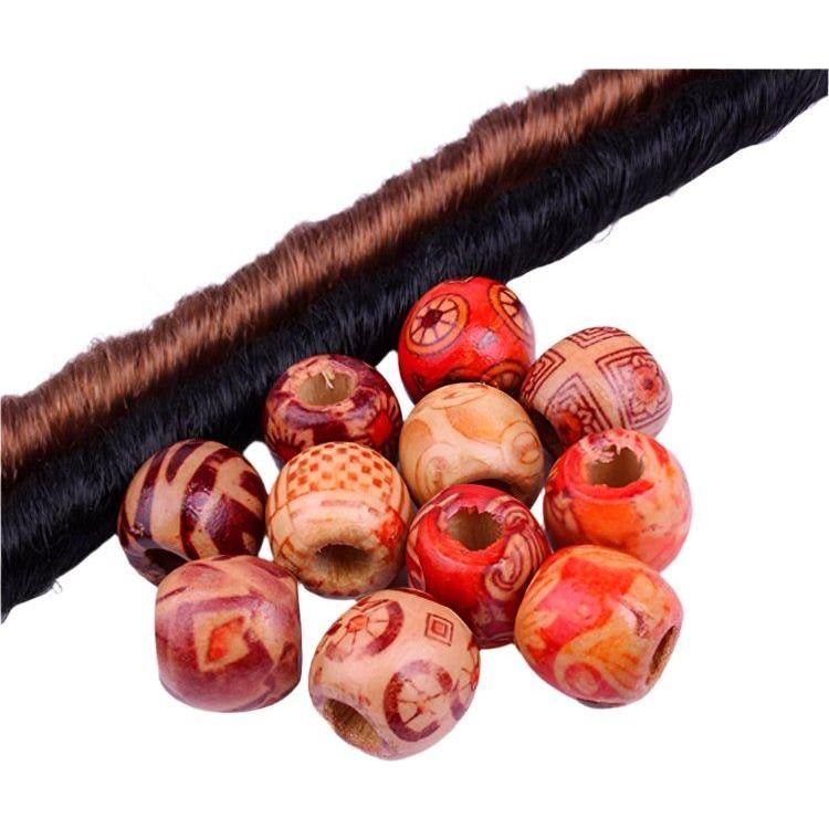 Dreamfix Hair Barrel Bead Wooden 24pcs - gtwtoporld.com