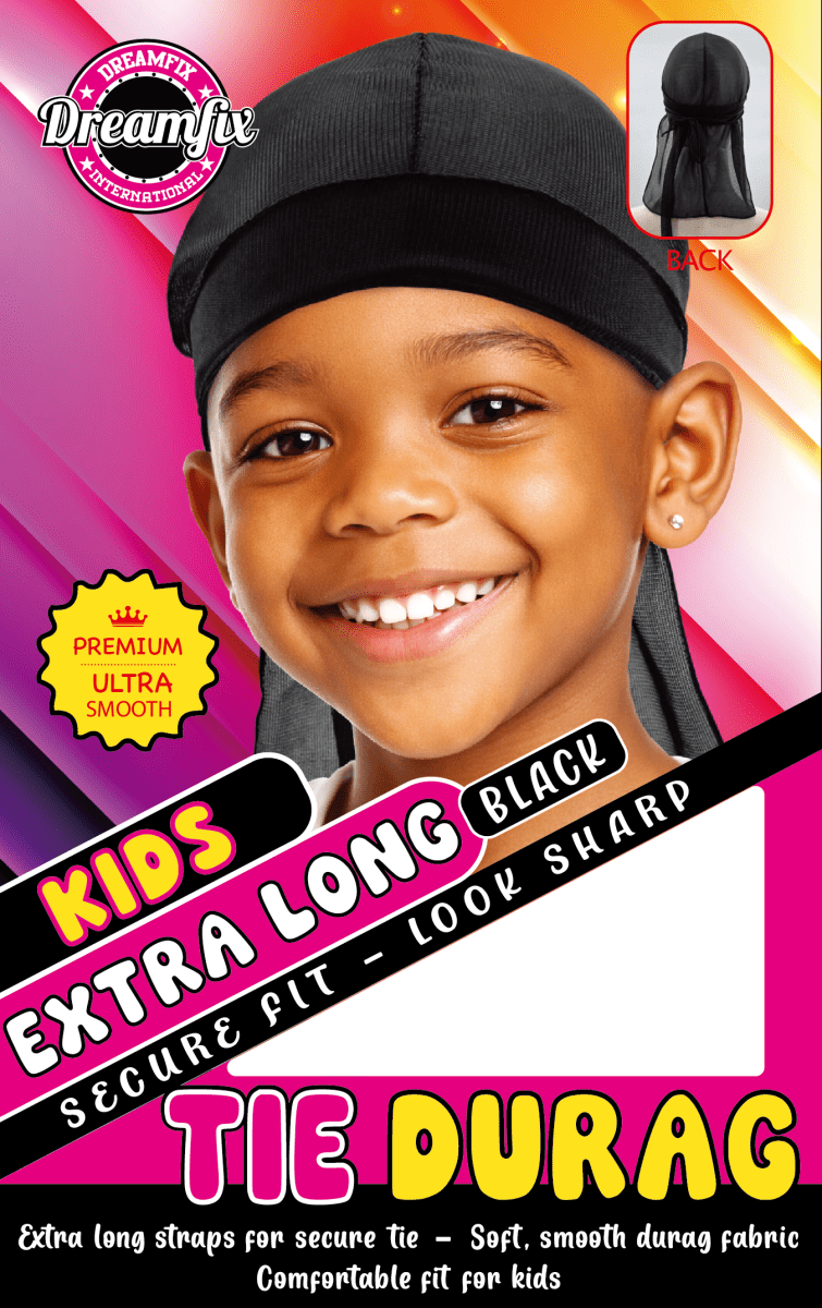 Dreamfix Kids Extra Long Tie Durag Black - gtwtoporld.com