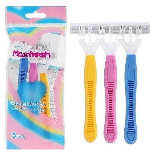 Dreamfix Maxfresh Disposable Razor 3 blades With Lubricating Strip ABS+Rubber Handle 3Pcs - gtwtoporld.com
