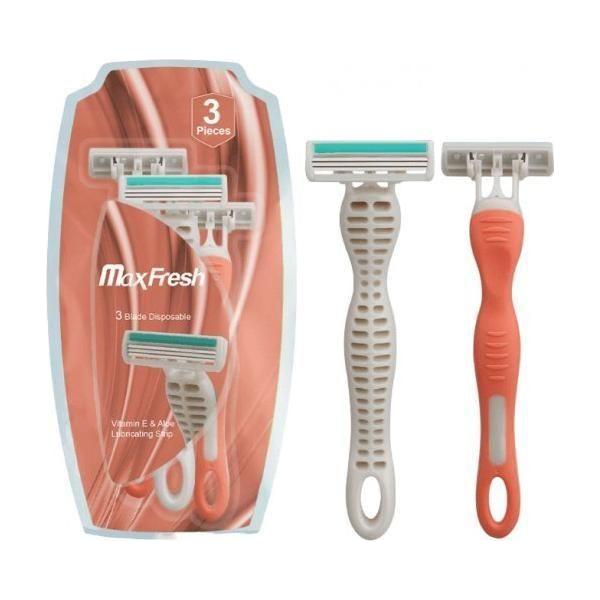 Dreamfix Maxfresh Ladies Shaving Stick Razors Blades With Lubricating Strip 3Pcs - gtwtoporld.com