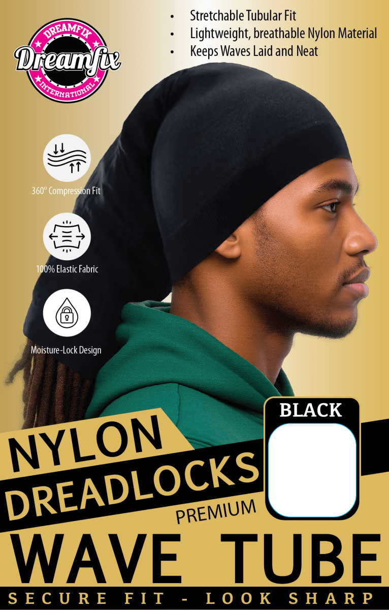 Dreamfix Nylon Dreadlocks Wave Tube Black - gtwtoporld.com
