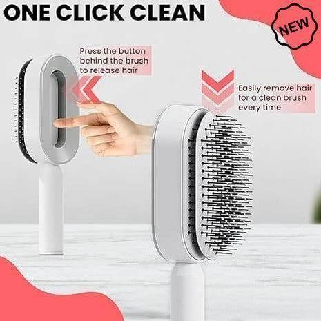Dreamfix Self Cleaning Hair Detangling and Scalp Massager Brushes White/Purple - gtwtoporld.com