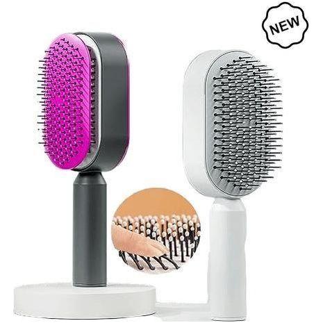 Dreamfix Self Cleaning Hair Detangling and Scalp Massager Brushes White/Purple - gtwtoporld.com