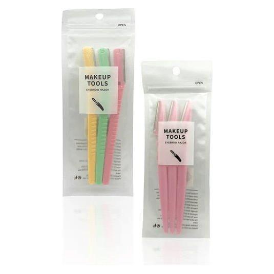 Dreamfix single blade eyebrow razor ABS plastic handle Sweden stainless steel Assorted / Pink 3 pcs - gtwtoporld.com