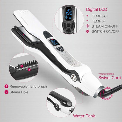 Dreamfix Steam - Infused Nano Brush Straightener (White) - gtwtoporld.com