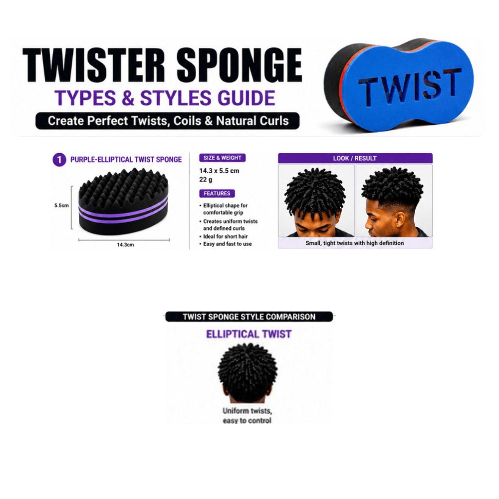 Dreamfix Two-Sided Dreadlocks Foam Twist Sponge (Oval) Purple - gtwtoporld.com